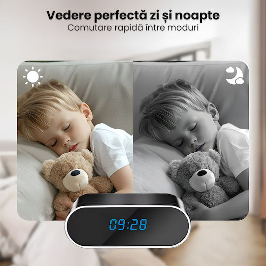 Cameră De Supraveghere În Ceas Wifi 1080p Full Hd Card De 8gb Inclus Viziune Nocturnă Detectare Mișcare Alerte Telefon Înregistrare Audio Video Aplicație Ios Android Supraveghere Casă Birou