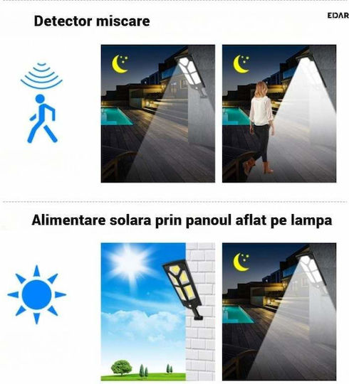 Lampă Solară Stradală cu Fotocelulă și Telecomandă IP65