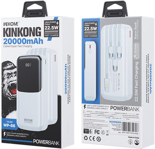 WK WP-66 Външна Батерия 20000mAh 22.5W Power Delivery Синя
