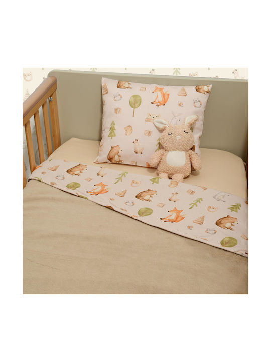 Baby Oliver Seturi de cearșafuri pentru bebeluși Pentru Patut Bumbac cu Cauciuc Bej 110x170buc 3buc