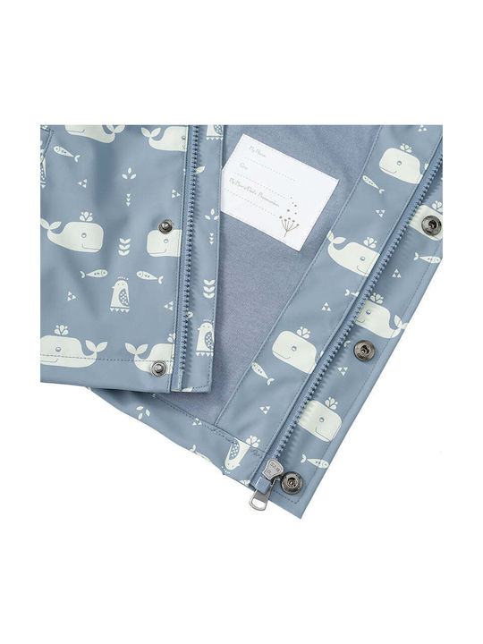Waterproof Kids' Casual Jacket with Lining & Hood Whale Blue