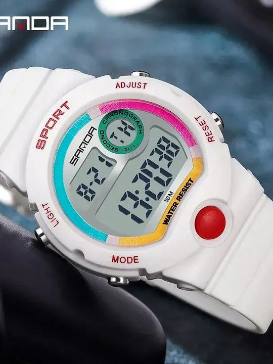 Sanda Παιδικό Ψηφιακό Ρολόι 40mm Λευκό