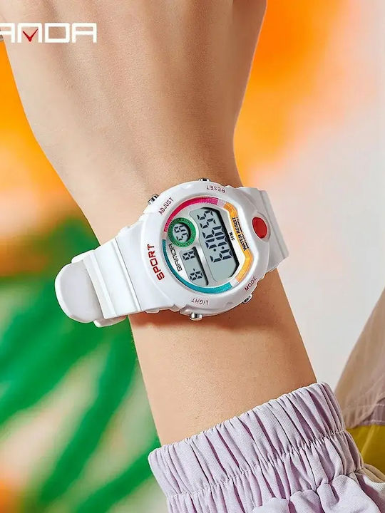 Sanda Παιδικό Ψηφιακό Ρολόι 40mm Λευκό