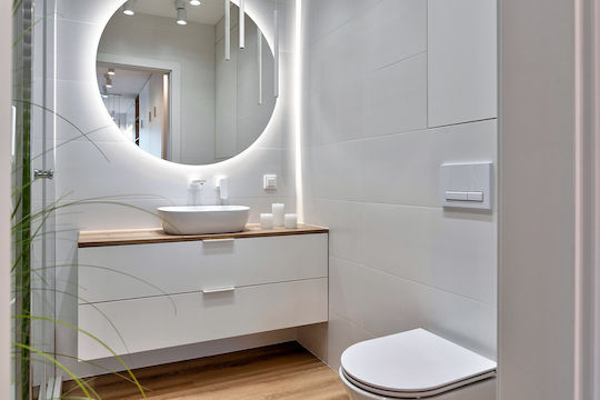 Tulup With Led Illumination Wandspiegel mit Rahmen & LED Beleuchtung Durchmesser 50cm 1Stück