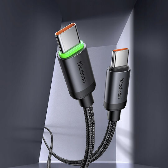 Mcdodo Braided / LED USB 2.0 Cable USB-C male - USB-C 60W PD Μαύρο 1m CA-4410