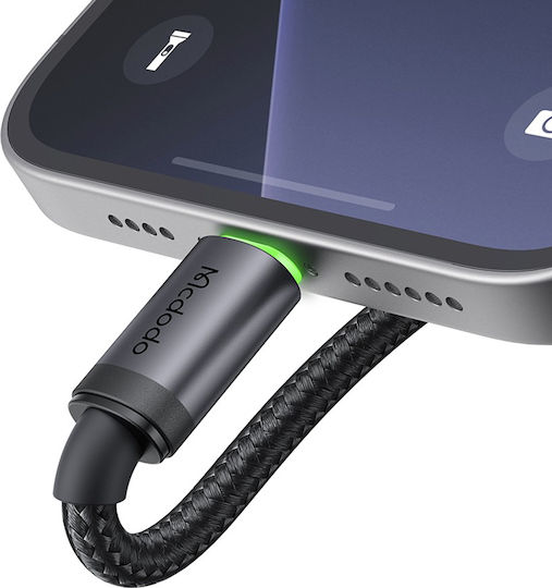 Mcdodo Braided / LED USB 2.0 Cable USB-C male - USB-C 60W PD Μαύρο 1m CA-4410