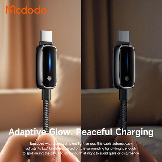 Mcdodo LED USB 2.0 Cable USB-C male - USB-A 66W Black 1.2m (CA-0020)
