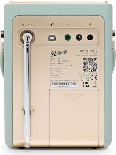 Roberts Revival Mini 2 Cu alimentare la rețea / baterie DAB+ cu Bluetooth Duck Egg Blue
