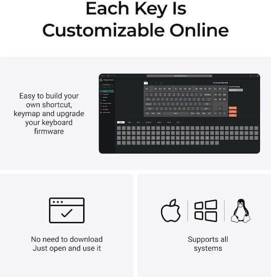 C1 Pro 8K Tastatură de Gaming Mecanică cu Comutatoare Keychron Super Brown și Iluminare RGB C1PX-M3 (Engleză US) Alb