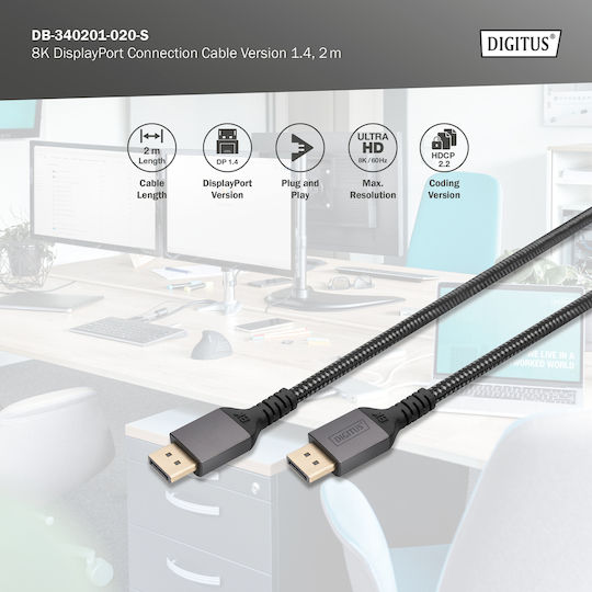 Digitus Cablu DisplayPort male - DisplayPort male 2m Negru