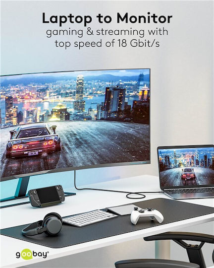 Goobay HDMI 2.0 Premium Високоскоростен 4K 60Hz HDR Кабел HDMI Мъжки - HDMI Мъжки 1м Черен