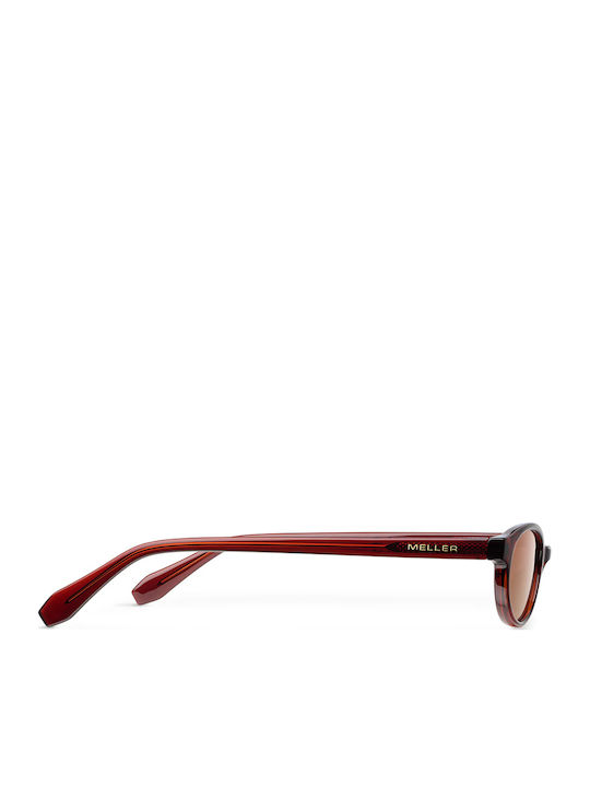 Meller Binti Women's Sunglasses with Red Horn-Rimmed Frame and Brown Lens BN-MAROONGBROWN