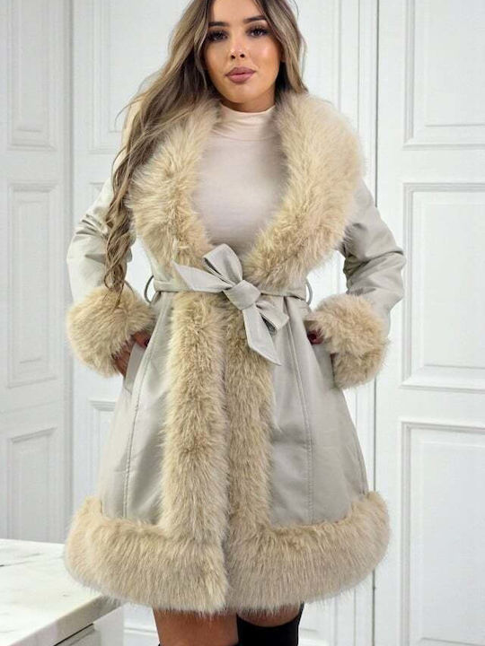 Jacke aus Kunstleder Cream