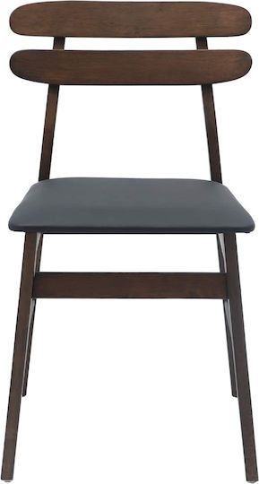 Dining Room Wooden Chair Light Brown, Black 43.5x48.5x77.5cm 2pcs
