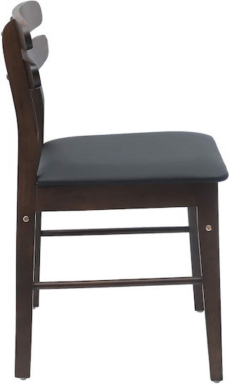 Dining Room Wooden Chair Light Brown, Black 43.5x48.5x77.5cm 2pcs