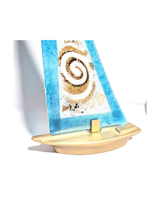 G2026/321 Handmade Decorative Ship Metallic Base Handmade Blown Glass Grekas Home