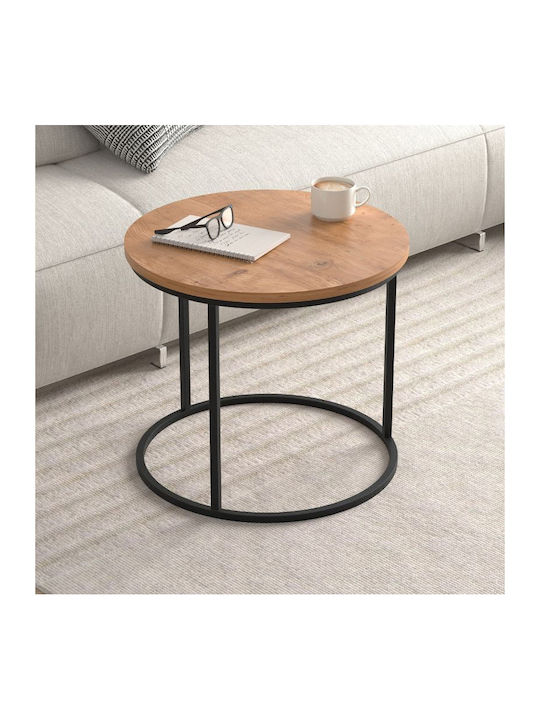 Rundes Beistelltisch Hilal Holz Pine Eiche 2 Stück M66xT66xH49,5cm