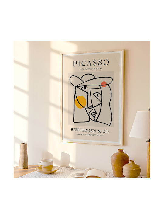 Poster Pablo Picasso Les Dejeurenes Dessins Art238 30cm X 40cm Natural Wood Frame Beige