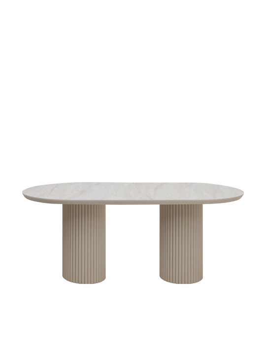 Hazar Table Dining Room Wooden Travertine - Sandstone 180x90x77cm