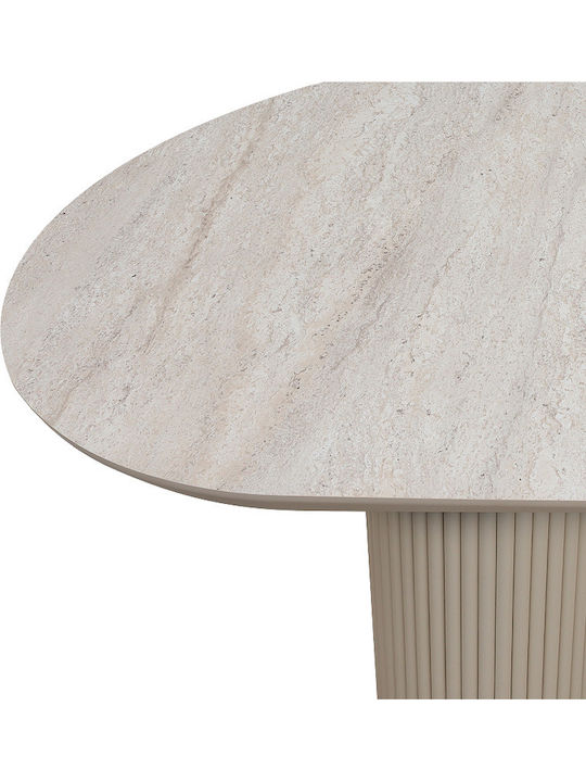 Hazar Table Dining Room Wooden Travertine - Sandstone 180x90x77cm