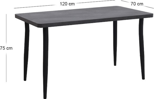 Levico Tisch Speisesaal Holz Dark Concrete Grey 120x70x75cm