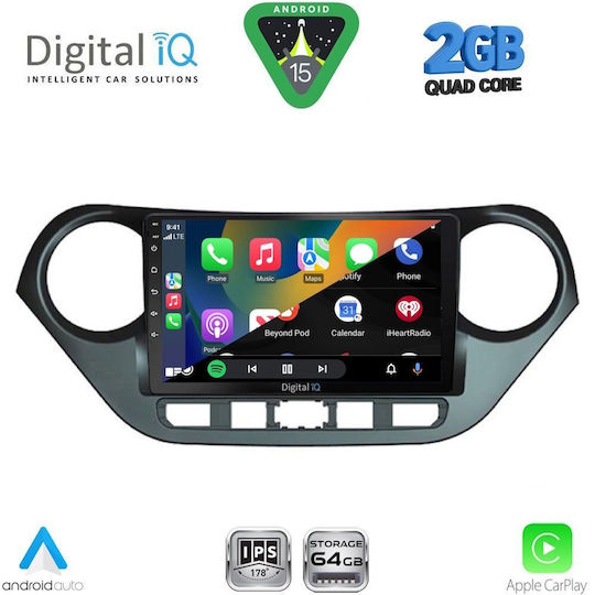 Digital IQ Car Audio System for Hyundai i10 2014-2020 (Bluetooth/USB/WiFi/GPS/Apple-Carplay/Android-Auto) with Touch Screen 9"