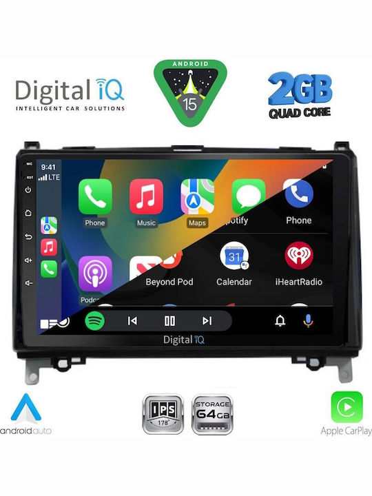 Digital IQ Car Audio System for Mercedes-Benz B Class / Sprinter / Vito 2007 (Bluetooth/USB/WiFi/GPS/Apple-Carplay/Android-Auto) with Touch Screen 9"