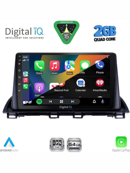 Digital IQ Car Audio System for Mazda 3 2014-2019 (Bluetooth/USB/WiFi/GPS/Apple-Carplay/Android-Auto) with Touch Screen 9"
