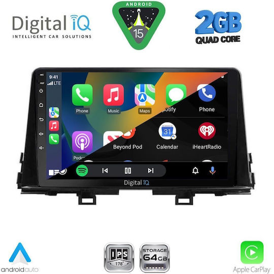 Digital IQ Car Audio System for Kia Picanto 2017-2021 (Bluetooth/USB/WiFi/GPS/Apple-Carplay/Android-Auto) with Touch Screen 9"