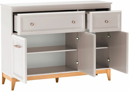 Sideboard Sonfera 100 made of Wood & Metal with Drawers Oak, Cashmere 41x41x136cm