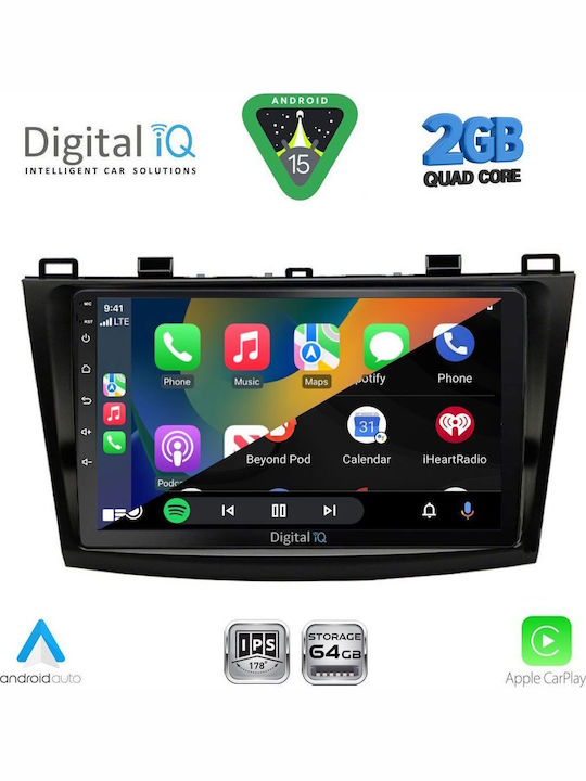 Digital IQ Car Audio System for Mazda 3 2009-2014 (Bluetooth/USB/WiFi/GPS/Apple-Carplay/Android-Auto) with Touch Screen 9"