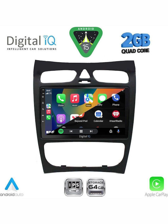 Digital IQ Car Audio System for Mercedes-Benz CLK Class 2000-2004 (Bluetooth/USB/WiFi/GPS/Apple-Carplay/Android-Auto) with Touch Screen 9"