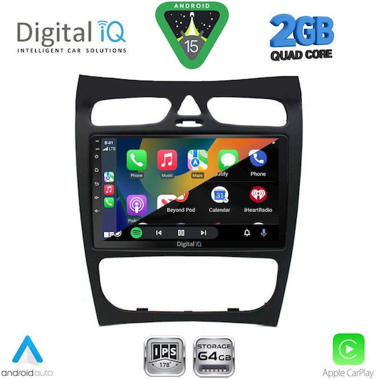 Digital IQ Ηχοσύστημα Αυτοκινήτου για Mercedes-Benz CLK Class 2000-2004 (Bluetooth/USB/WiFi/GPS/Apple-Carplay/Android-Auto) με Οθόνη Αφής 9"