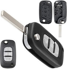 Techstar Folding Car Key Case Renault – 3 Buttons Compatible Clio Megane Kangoo Fluence