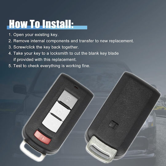 Techstar Autoschlüssel Schutzhülle 3 Tasten Kompatibel Mitsubishi Outlander 2010–2018 Lancer 2008–2016
