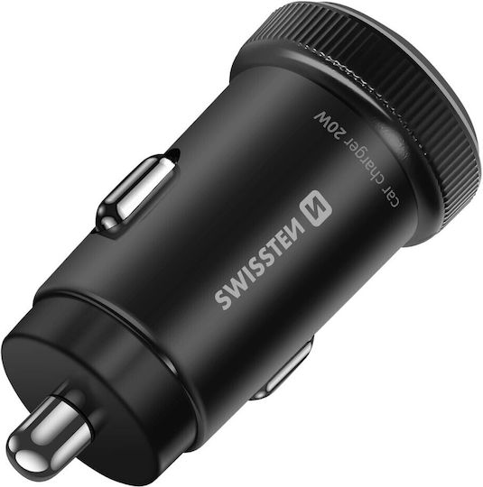 Swissten Handy-Autoladegerät Schnellladen 20w Usb-C Power Delivery Usb 3.0 Schwarz