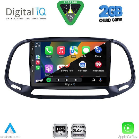 Digital IQ Car Audio System for Opel Combo Fiat Doblo 2015-2018 (Bluetooth/USB/WiFi/GPS/Apple-Carplay/Android-Auto) with Touch Screen 9"