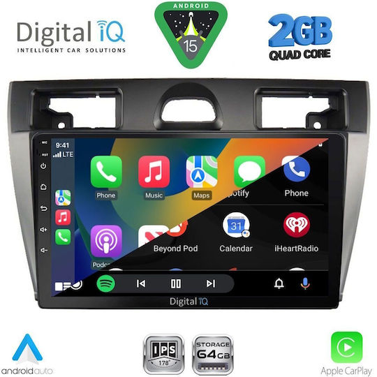 Digital IQ Car Audio System for Ford Fiesta 2005-2008 (Bluetooth/USB/WiFi/GPS/Apple-Carplay/Android-Auto) with Touch Screen 9"