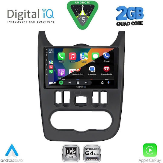 Digital IQ Car Audio System for Renault Logan Dacia Duster / Logan / Sandero 2006-2012 (Bluetooth/USB/WiFi/GPS/Apple-Carplay/Android-Auto) with Touch Screen 9"