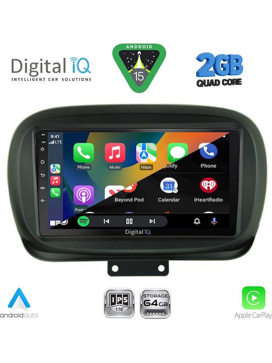 Digital IQ Car Audio System for Fiat 500X 2014 (Bluetooth/USB/WiFi/GPS/Apple-Carplay/Android-Auto) with Touch Screen 9"