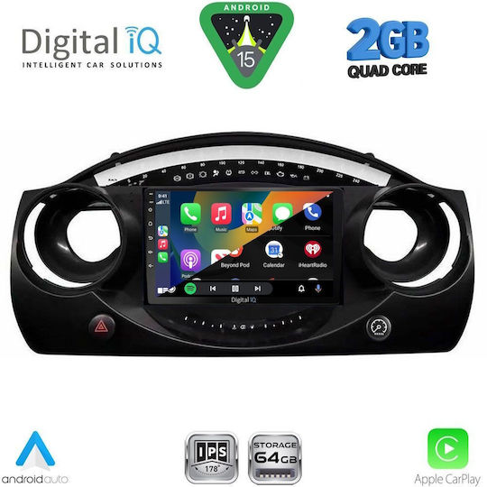 Digital IQ Car Audio System for Mini Cooper 2000-2006 (Bluetooth/USB/WiFi/GPS/Apple-Carplay/Android-Auto) with Touch Screen 9"
