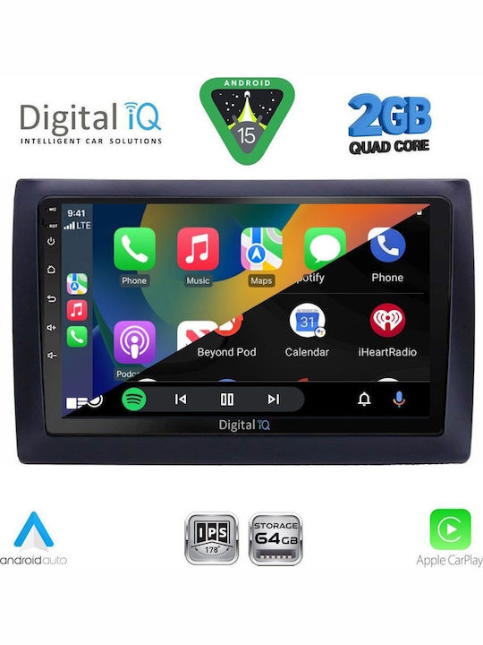 Digital IQ Car Audio System for Fiat Stilo 2001-2007 (Bluetooth/USB/WiFi/GPS/Apple-Carplay/Android-Auto) with Touch Screen 9"