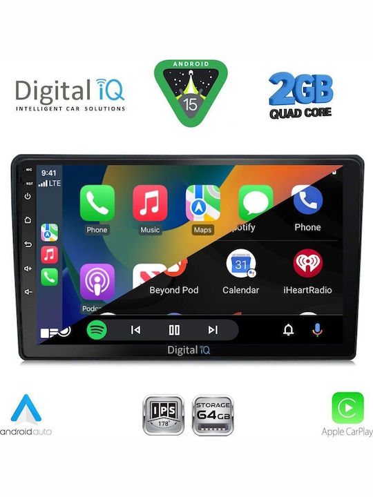 Digital IQ Автомобилна Аудио Система (Блутут/USB/WiFi/GPS/Apple-Carplay/Android-Auto) с Тъчскрийн 9"