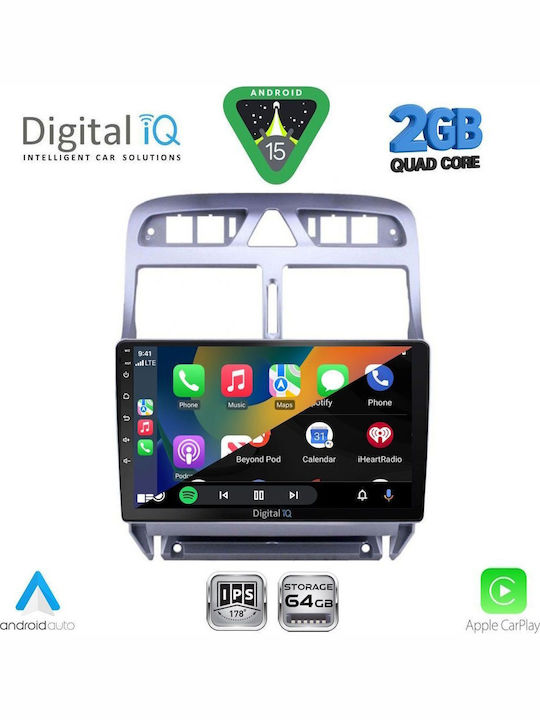 Digital IQ Car Audio System for Peugeot 307 2001-2008 (Bluetooth/USB/WiFi/GPS/Apple-Carplay/Android-Auto) with Touch Screen 9"