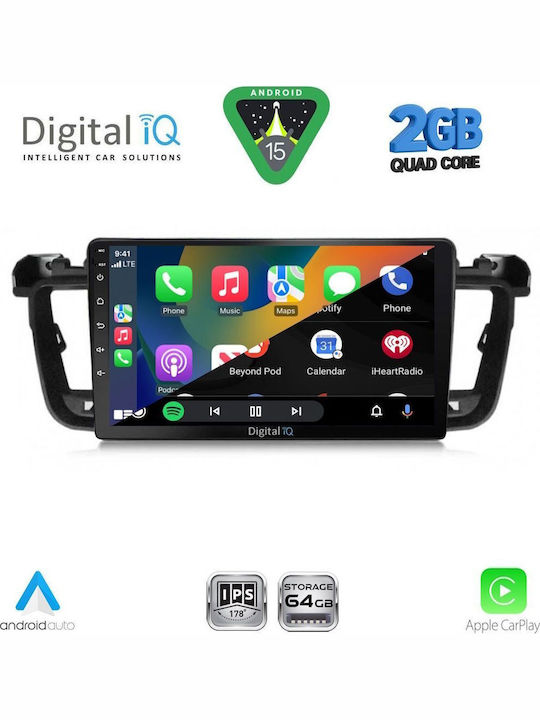 Digital IQ Car Audio System for Peugeot 508 2010-2016 (Bluetooth/USB/WiFi/GPS/Apple-Carplay/Android-Auto) with Touch Screen 9"