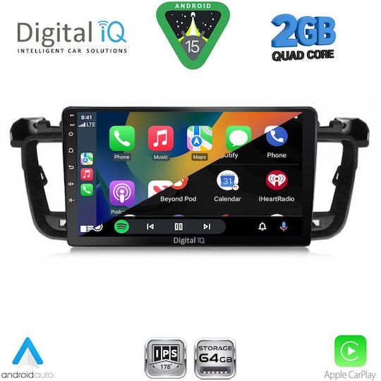 Digital IQ Car Audio System for Peugeot 508 2010-2016 (Bluetooth/USB/WiFi/GPS/Apple-Carplay/Android-Auto) with Touch Screen 9"