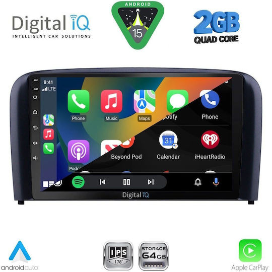 Digital IQ Car Audio System for Volvo S80 1998-2006 (Bluetooth/USB/WiFi/GPS/Apple-Carplay/Android-Auto) with Touch Screen 9"