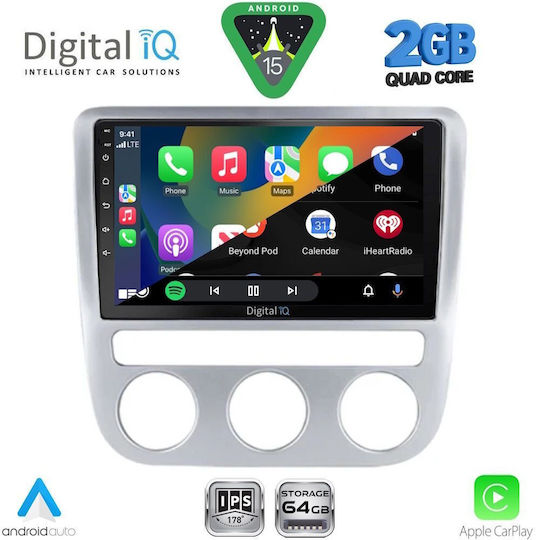 Digital IQ Car Audio System for Volkswagen Eos / Scirocco 2006 with Clima (Bluetooth/USB/WiFi/GPS/Apple-Carplay/Android-Auto) with Touch Screen 9"
