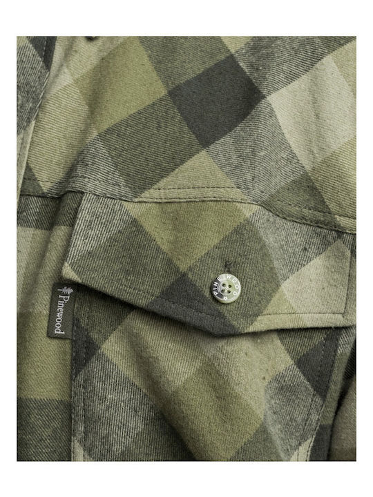 Long-sleeved Cotton Shirt Olive Suede Brown