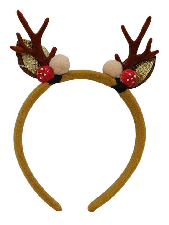 Christmas Headband Reindeer Gold Ears & Brown Antlers